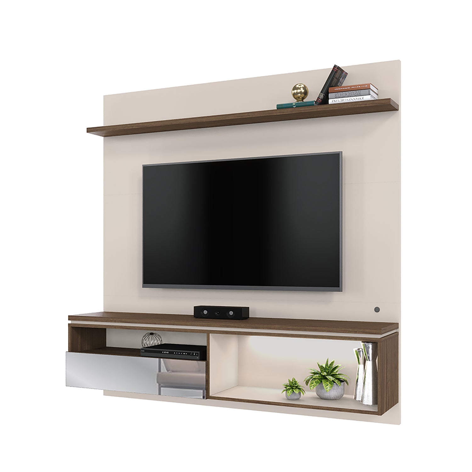 Moveis Panel TV Centro de Entretenimiento Mueble Pared TV hasta 55 diseño  Elegante y Moderno (Naturale/Off White) : : Electrónicos