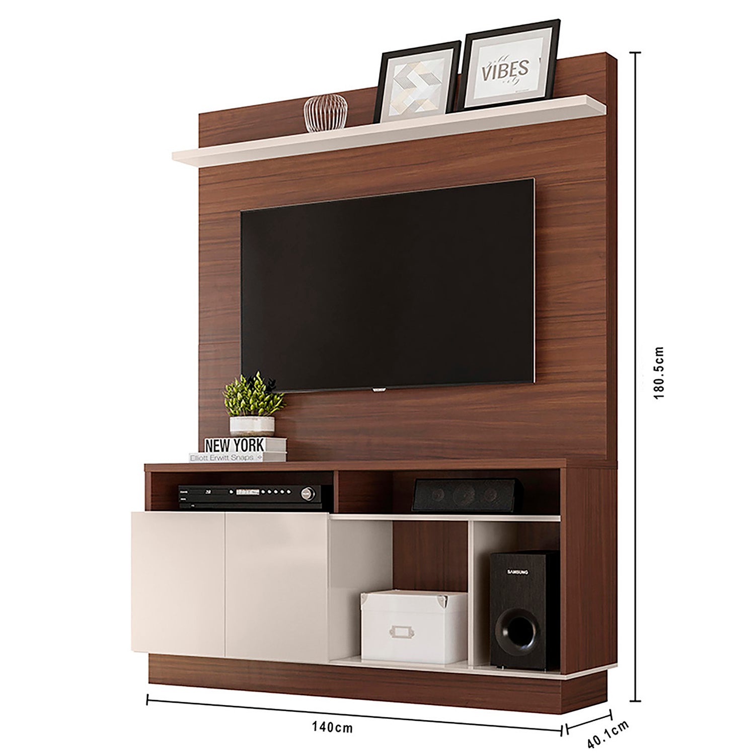 Mueble con panel para TV en madera de nogal de Ciurans de outlet